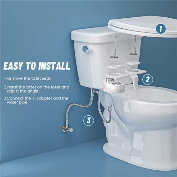 Bidet Attachment for Toilet, Dual Nozzle (Frontal and Rear Wash) Non-Electric - Picture 3 of 6